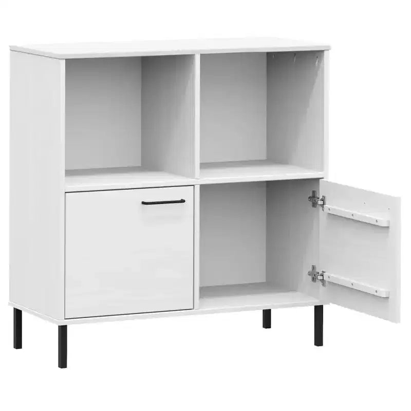 Libreria in Legno Massello con Gambe in Metallo – Mobile Contenitore Aperto