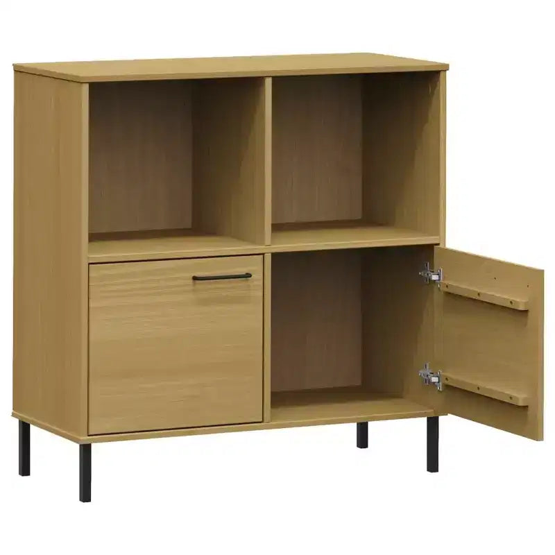 Libreria in Legno Massello con Gambe in Metallo – Mobile Contenitore Aperto