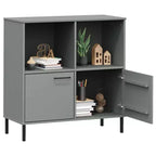 Libreria in Legno Massello con Gambe in Metallo – Mobile Contenitore Aperto