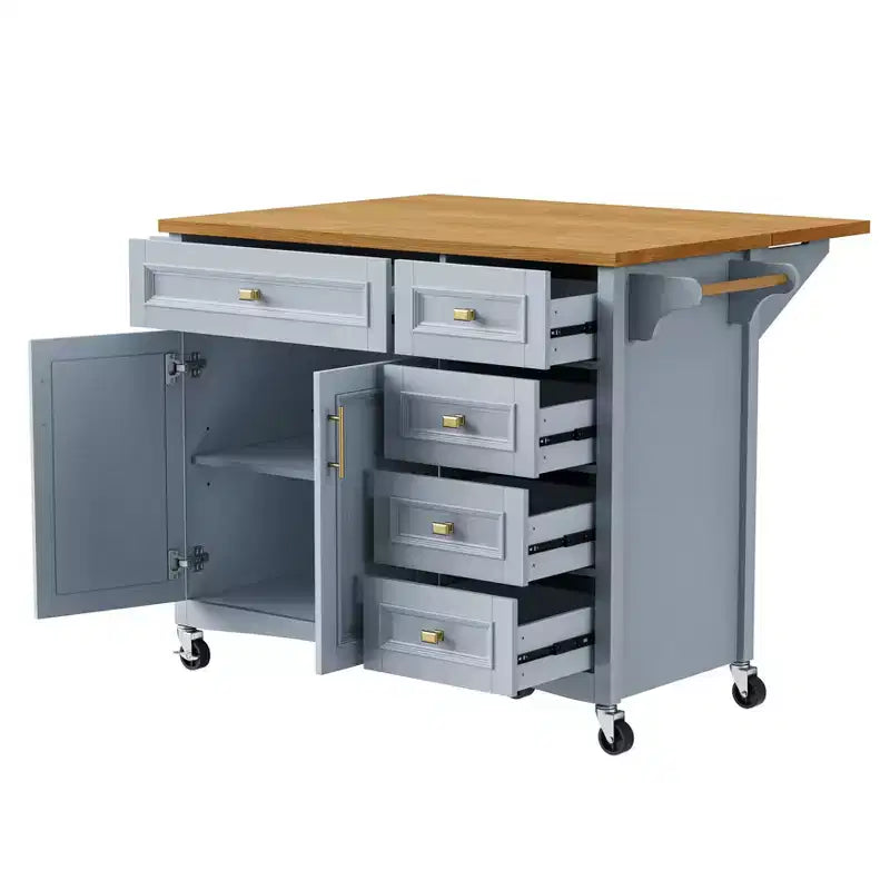 Isola cucina con ribalta, Isole cucina con ruote e cassetto, Isola cucina contenitore con ripiano regolabile