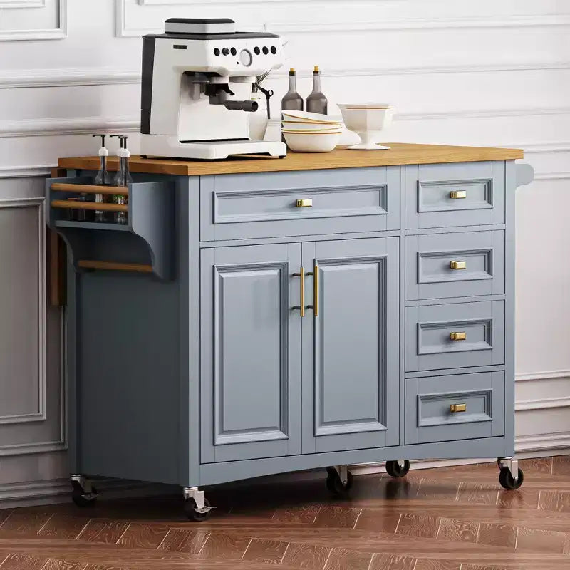 Isola cucina con ribalta, Isole cucina con ruote e cassetto, Isola cucina contenitore con ripiano regolabile