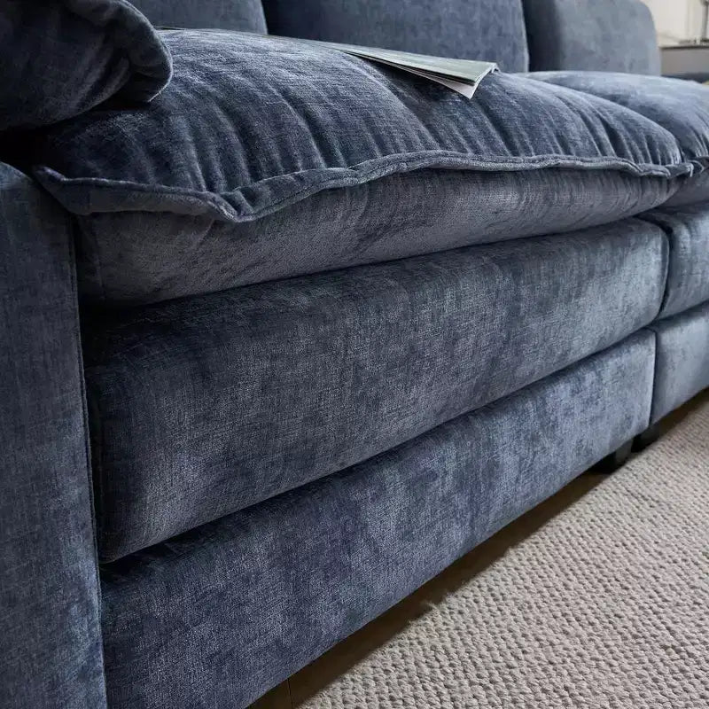 Divano moderno a L a 3 posti con braccioli e poggiapiedi, con cuscino superiore da 120" – Beige