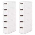 Costway 2PCS 5-Drawer Narrow Rolling Storage Cabinet w/ Pull Handles Built-in Wheels