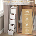 Set di 2 cassettiere strette a 5 cassetti su ruote con ruote integrate