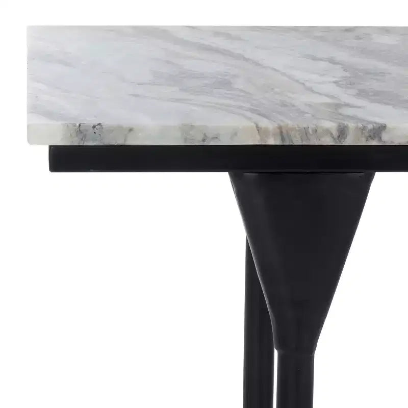 Consolle in marmo con base in metallo nero – Marrone Grigio