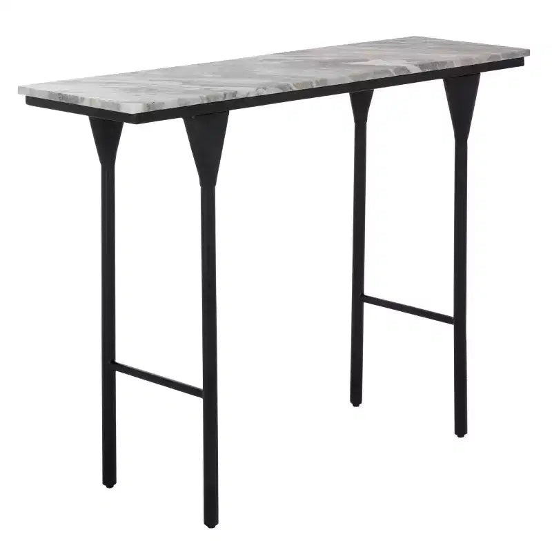 Consolle in marmo con base in metallo nero – Marrone Grigio