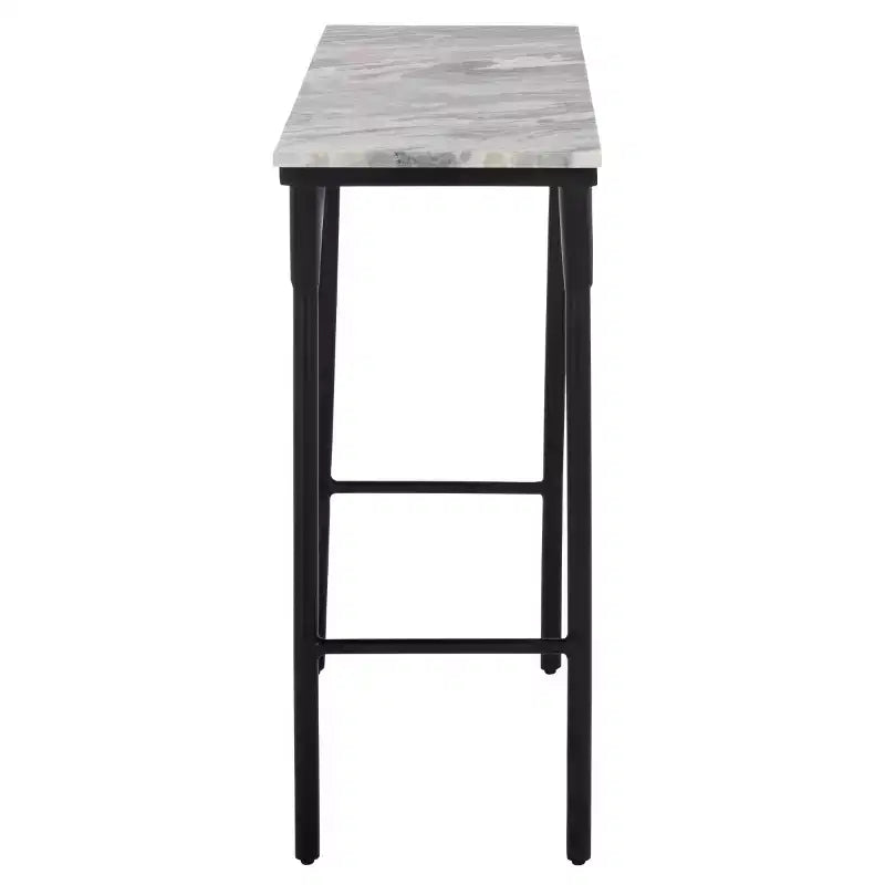 Consolle in marmo con base in metallo nero – Marrone Grigio