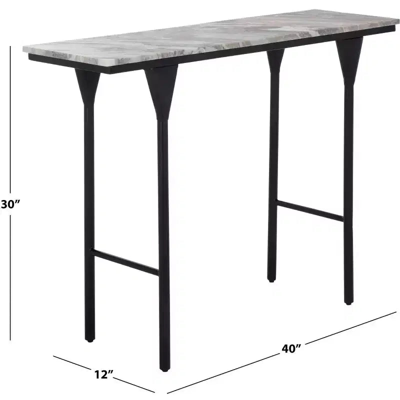Consolle in marmo con base in metallo nero – Marrone Grigio