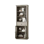 66.5 Farmhouse Pantry Cabinet with Glass Doors - Tall 5-Shelf Storage Organizer with Drawer for Kitchen, Entryway & Living Room (Grey)