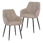 Set di 2 sedie da pranzo moderne imbottite con struttura in metallo e schienale curvo