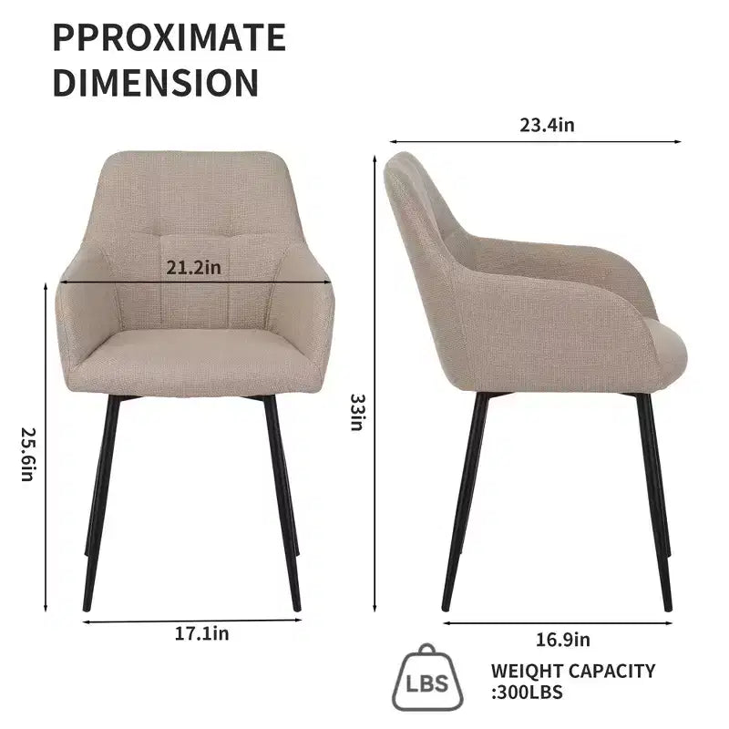 Set di 2 sedie da pranzo moderne imbottite con struttura in metallo e schienale curvo