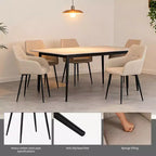 Set di 2 sedie da pranzo moderne imbottite con struttura in metallo e schienale curvo