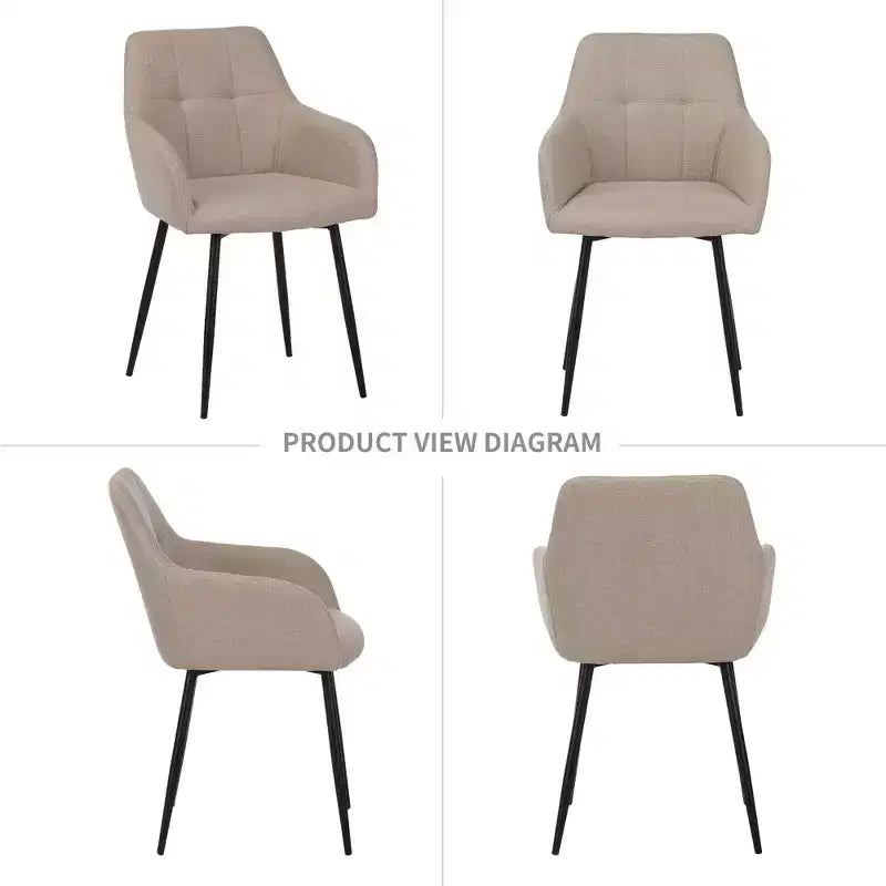Set di 2 sedie da pranzo moderne imbottite con struttura in metallo e schienale curvo