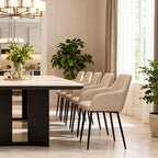 Set di 2 sedie da pranzo moderne imbottite con struttura in metallo e schienale curvo