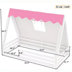 Letto a pavimento Montessori con striscia luminosa e ringhiere a tutta lunghezza, a forma di tenda, per materassi singoli/matrimoniali.