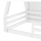 Letto a pavimento Montessori con striscia luminosa e ringhiere a tutta lunghezza, a forma di tenda, per materassi singoli/matrimoniali.