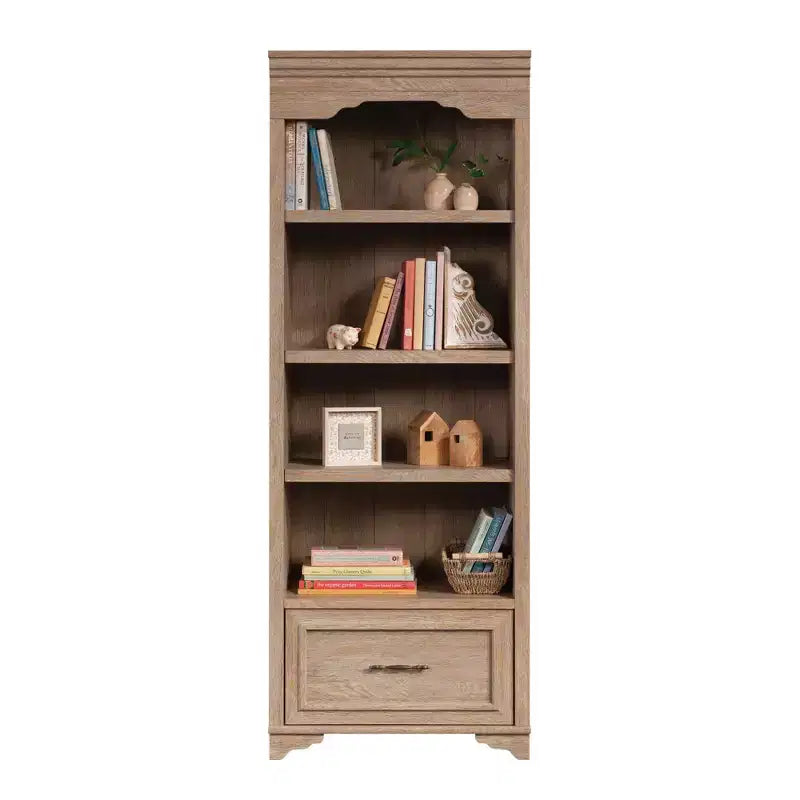GDFStudio Renwood 72H Wood Bookcase with File Drawer and Adjustable Shelf