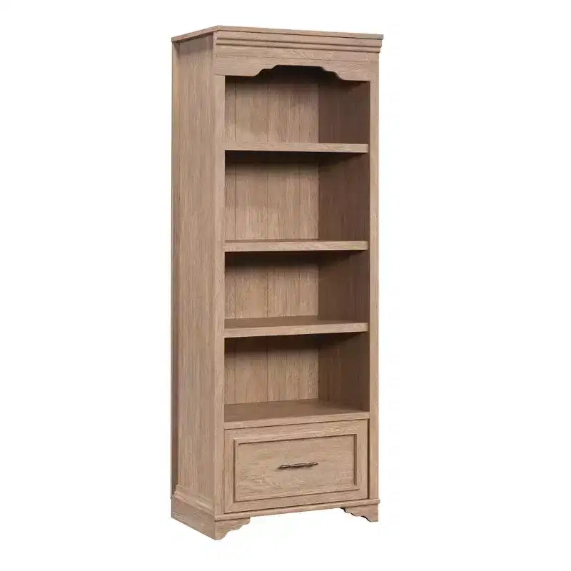 Libreria in legno alta 183 cm con cassetto portadocumenti e ripiano regolabile
