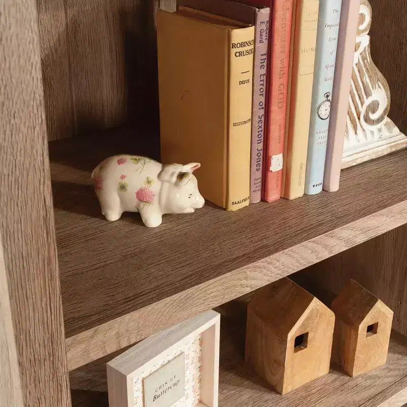 Libreria in legno alta 183 cm con cassetto portadocumenti e ripiano regolabile