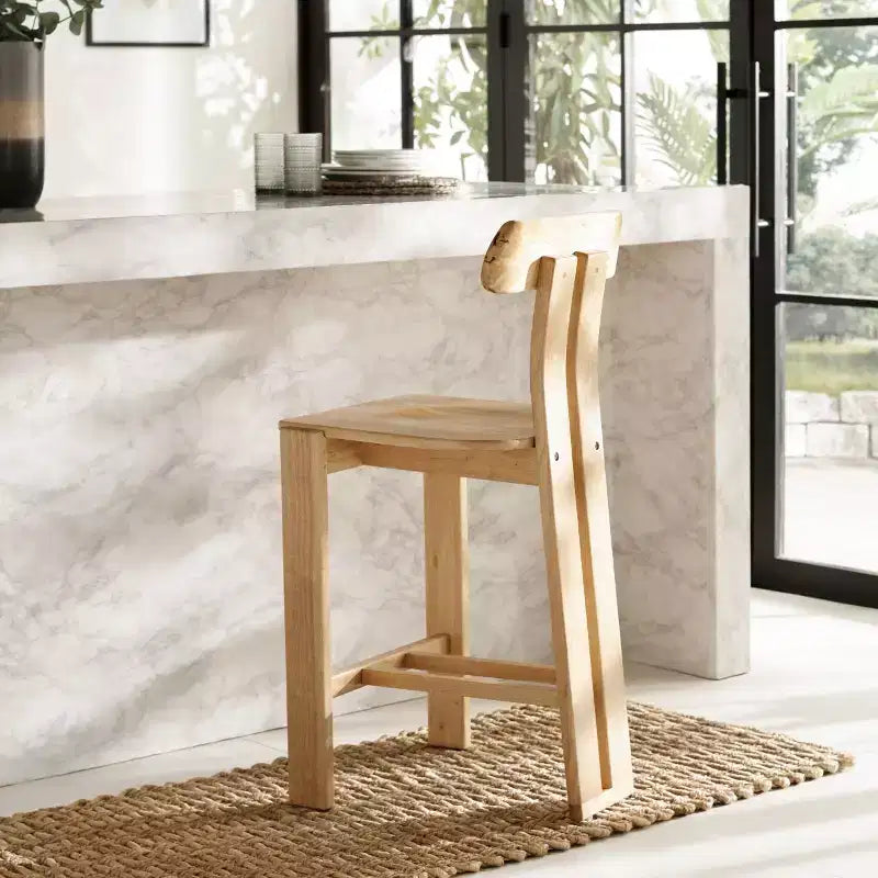 Sgabello da bancone in legno – Finitura naturale