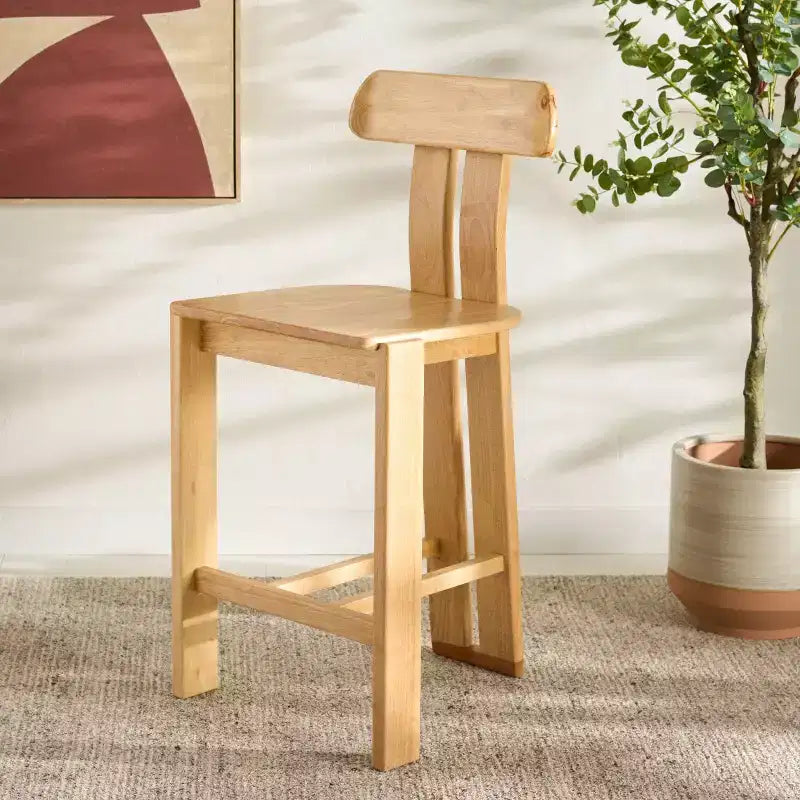 Sgabello da bancone in legno – Finitura naturale