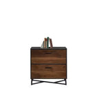 Classificatore a 2 cassetti Mid-Century Modern con base in metallo