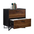Classificatore a 2 cassetti Mid-Century Modern con base in metallo