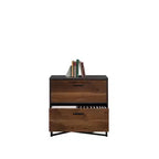 Classificatore a 2 cassetti Mid-Century Modern con base in metallo