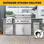 Cassetto da cucina per esterni in acciaio inossidabile, Cassetto BBQ con design a filo, Cassetti per isola BBQ con maniglia, Nessuna installazione richiesta