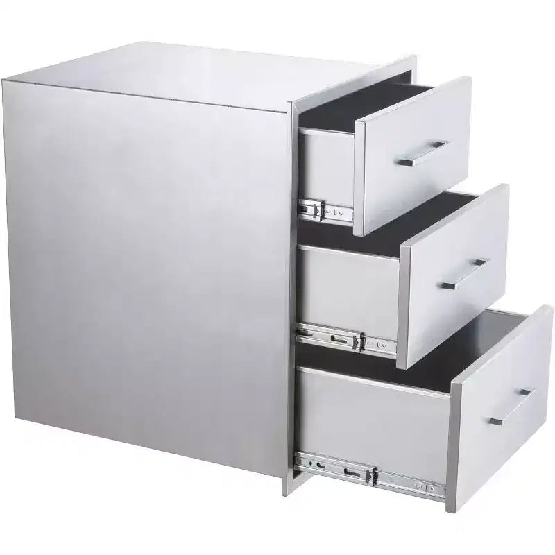 Cassetto da cucina per esterni in acciaio inossidabile, Cassetto BBQ con design a filo, Cassetti per isola BBQ con maniglia, Nessuna installazione richiesta