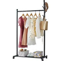 Rack Metal Coat Rack with Wheels, Rolling Closet Rack with Wheels, Metal Coat Rack Freestanding for Small Space Corner Bedroom Hallway Entryway