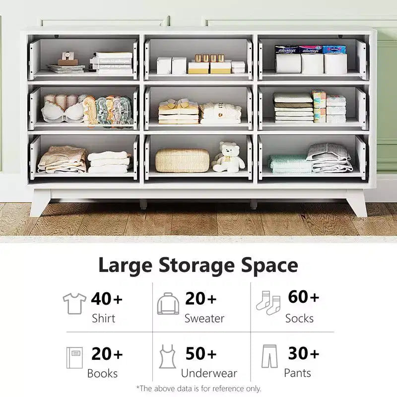 Cassettiera a griglia a 9 cassetti da 145 cm – Contenitore moderno minimalista