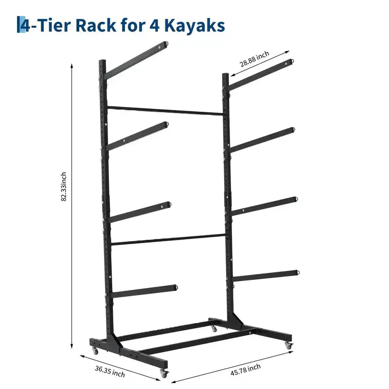 Porta Kayak Indipendente Per Carichi Pesanti con Ruote, Supporto Regolabile per Garage ed Esterni, Adatto per Canoe, SUP e Tavole da Surf