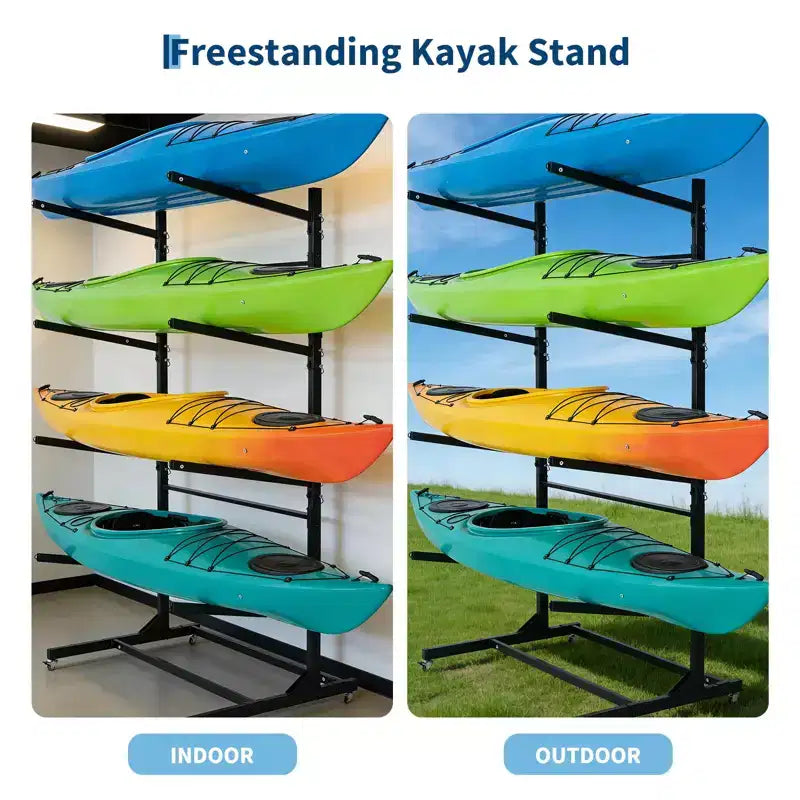 Porta Kayak Indipendente Per Carichi Pesanti con Ruote, Supporto Regolabile per Garage ed Esterni, Adatto per Canoe, SUP e Tavole da Surf