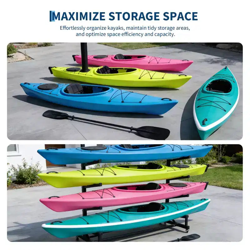 Porta Kayak Indipendente Per Carichi Pesanti con Ruote, Supporto Regolabile per Garage ed Esterni, Adatto per Canoe, SUP e Tavole da Surf