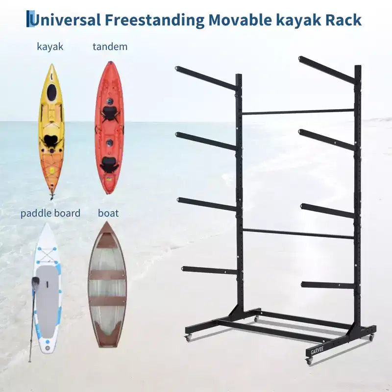 Porta Kayak Indipendente Per Carichi Pesanti con Ruote, Supporto Regolabile per Garage ed Esterni, Adatto per Canoe, SUP e Tavole da Surf
