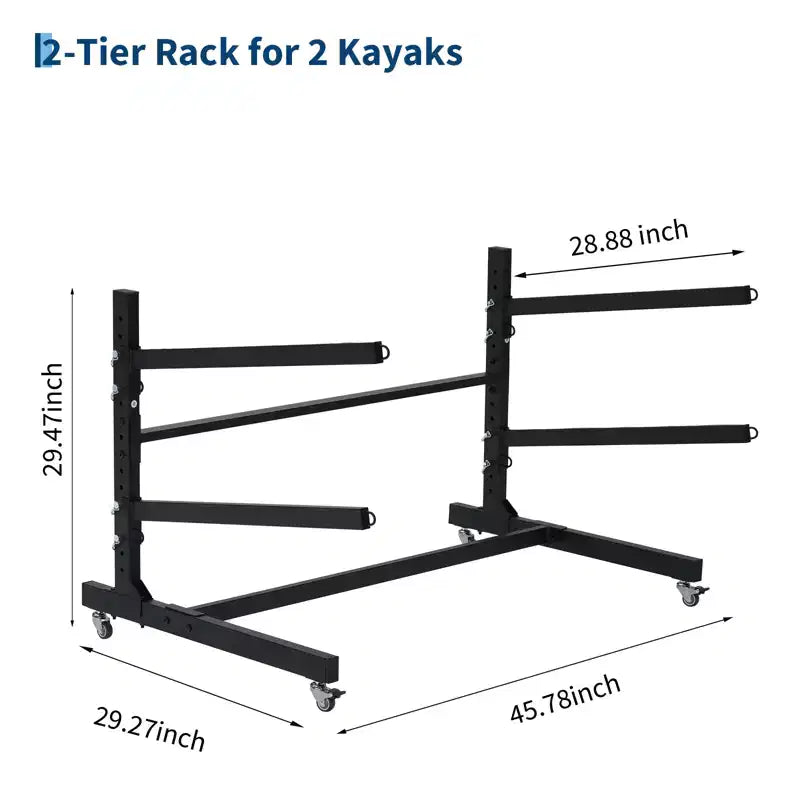 Porta Kayak Indipendente Per Carichi Pesanti con Ruote, Supporto Regolabile per Garage ed Esterni, Adatto per Canoe, SUP e Tavole da Surf