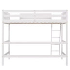Letto a soppalco moderno in legno matrimoniale con scaletta e spondine – Bianco