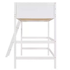Letto a soppalco moderno in legno matrimoniale con scaletta e spondine – Bianco