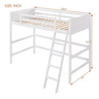 Letto a soppalco moderno in legno matrimoniale con scaletta e spondine – Bianco