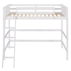 Letto a soppalco moderno in legno matrimoniale con scaletta e spondine – Bianco