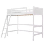 Letto a soppalco moderno in legno matrimoniale con scaletta e spondine – Bianco