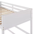 Letto a soppalco moderno in legno matrimoniale con scaletta e spondine – Bianco