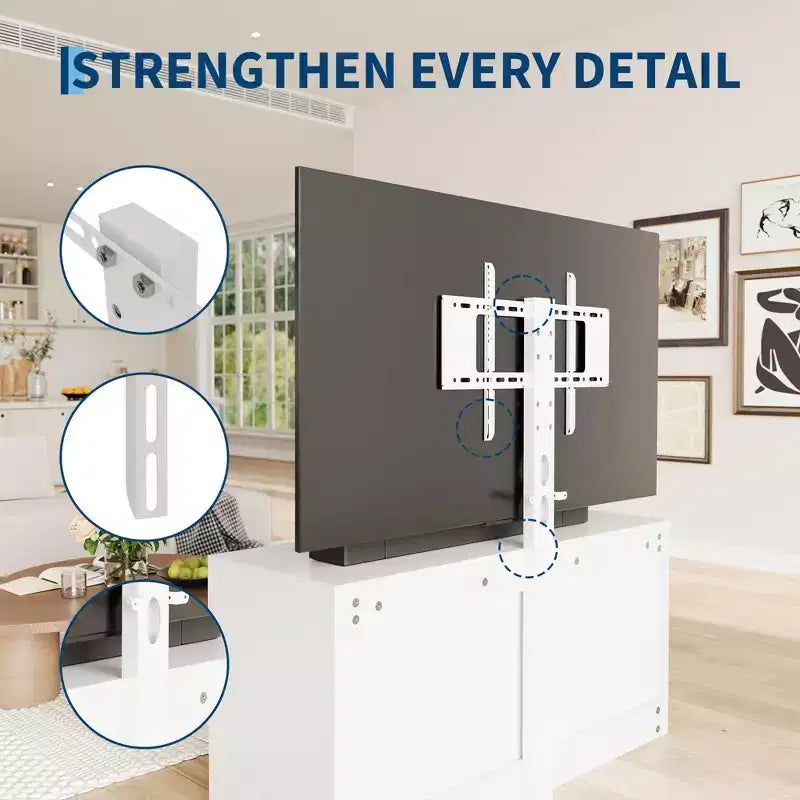 Mobile TV con supporto regolabile e 6 cassetti, Centro di intrattenimento per TV da 32-80 pollici, Consolle multimediale per camera da letto e soggiorno