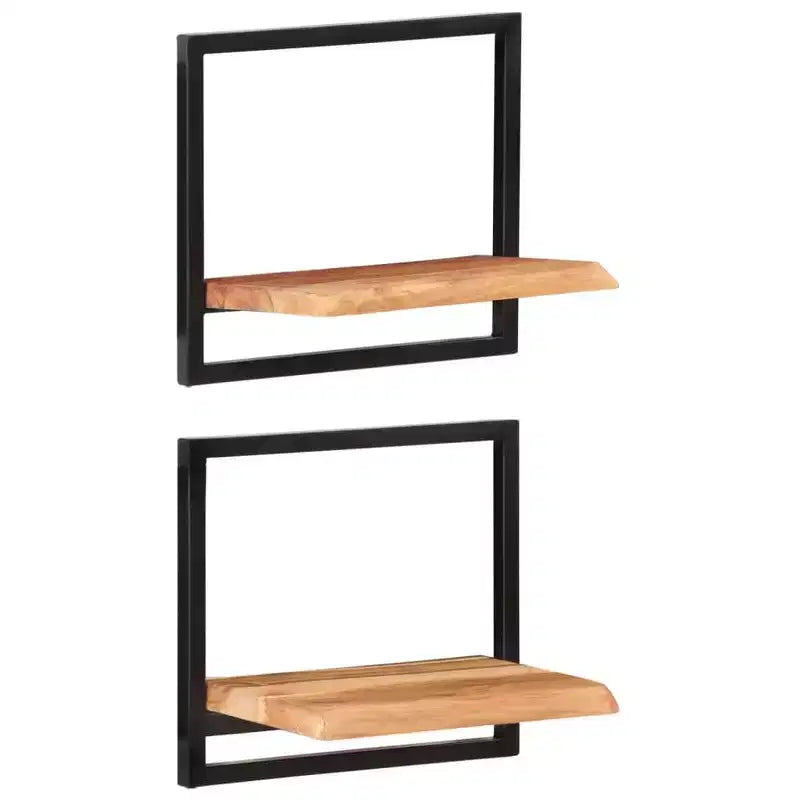 Set di 5 mensole in legno d'acacia – Stile industriale marrone e nero