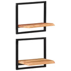 Set di 5 mensole in legno d'acacia – Stile industriale marrone e nero