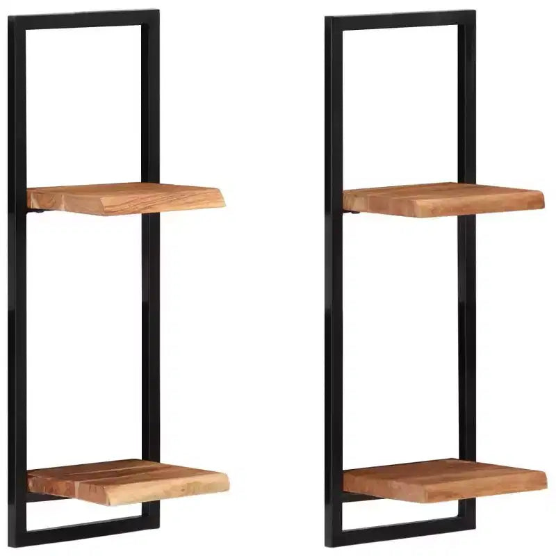 Set di 5 mensole in legno d'acacia – Stile industriale marrone e nero