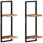 Set di 5 mensole in legno d'acacia – Stile industriale marrone e nero