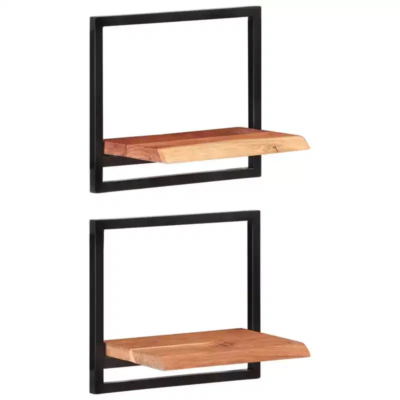 Set di 5 mensole in legno d'acacia – Stile industriale marrone e nero