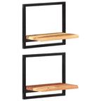 Set di 5 mensole in legno d'acacia – Stile industriale marrone e nero